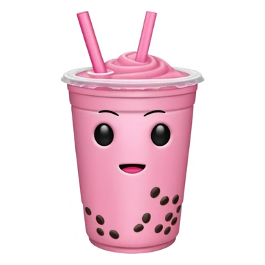 Pink boba drink without a face sticker
