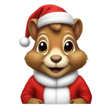 Squirrel in a Santa Claus suit sticker
