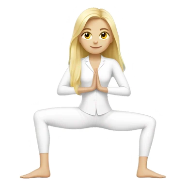 Blonde girl doing yoga in white suit  sticker