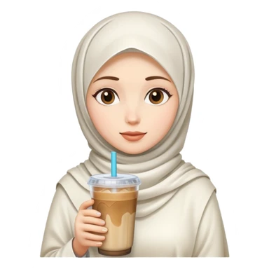White hijab girl and iced coffee sticker
