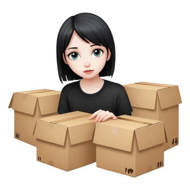emo girl packing boxes sticker