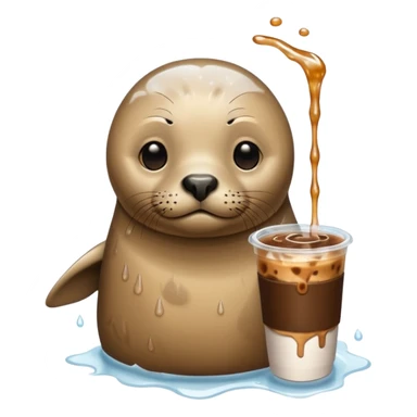 Seal with iced coffee sticker