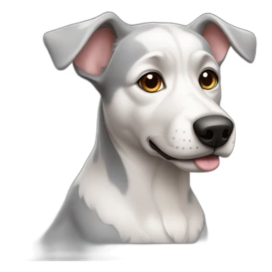 cute white-grey mongrel dog with big up ears sticker