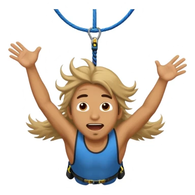 bungee jumping man face only with flying long hair and open mouth sticker