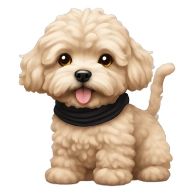 Beige maltipoo with black cat sticker