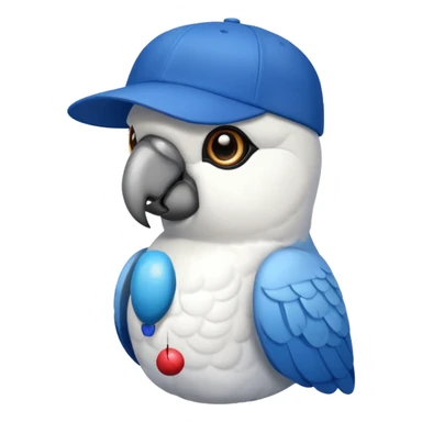all white parrot with blue jays hat on sticker