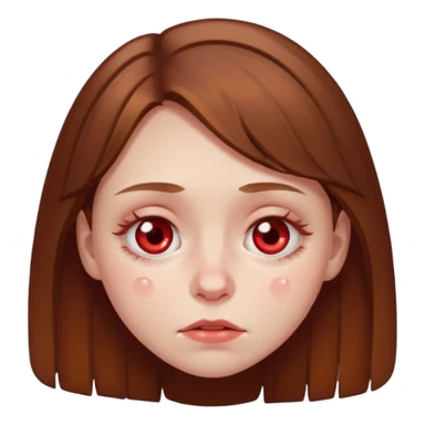 brown haired girl puffy swollen red circles around her eyes sticker