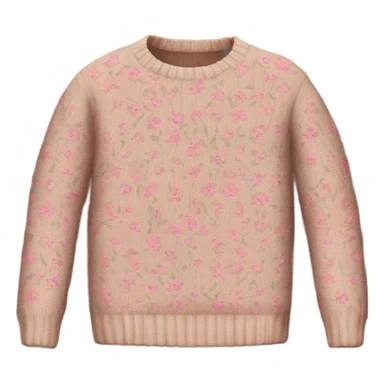 Knit light brown sweater with pink floral design sticker
