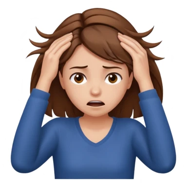 A girl pulling her hair sticker