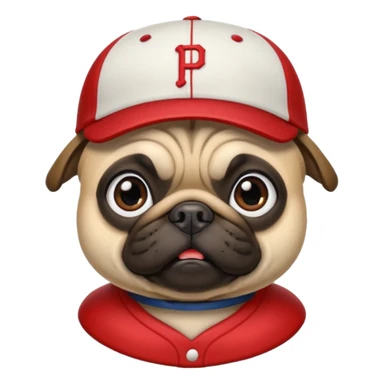 pug wearing a baseball hat sticker