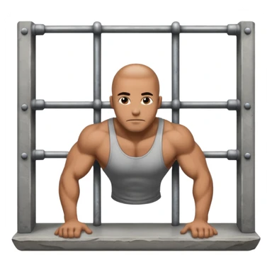 Prisoner doing pushups inside jail cell sticker