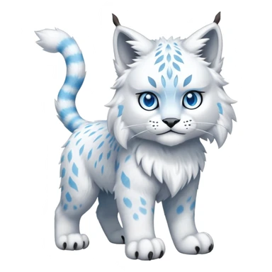 Snowy fluffy Ice-type Fakémon-Lynx full body sticker