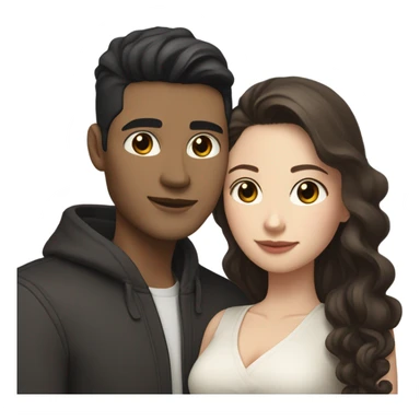 A pale half Asian man with short dark hair and amber eyes embracing and loving a white woman with long wavy brunette hair and dark hazel eyes. They love each other a lot And have good fashion taste and are hugging each other tight  sticker
