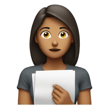 frustrated with doubts brunet woman with a paper on hands sticker