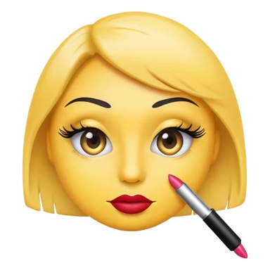 Yellow eyeroll emoji with lashes and lipstick sticker