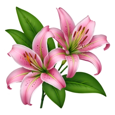 pink lilies with green leaves sticker