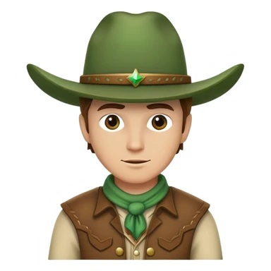 Cowboy wearing a green hat no star, western outfit sticker