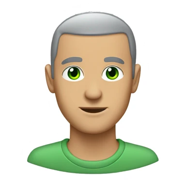 buzz cut white men with green eyes, raising hand up, grey sweetshirt sticker