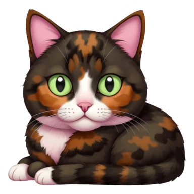 dark tortoiseshell cat half pink nose pale green eyes sticker