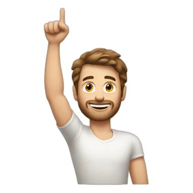 the white European man brown hair Celebrating with an arm up sticker