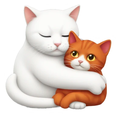 a white cat hugs a red cat sticker