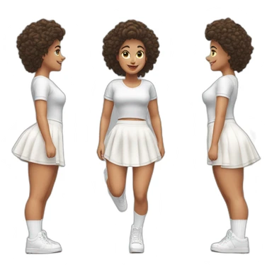 Hyperrealistic Full body Caucasian curvy beauty jumping short white skirt back and front views strong wind knickers long white socks sticker