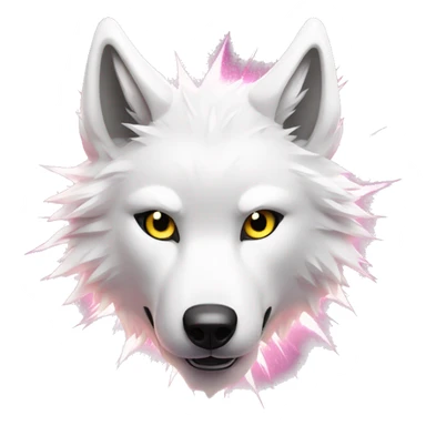 Lightning running sparkling glitter white wolf snarling huge eyes sun halo black white pink red yellow sticker
