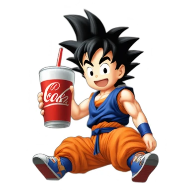 Son goku drink coke on flying nimbus sticker