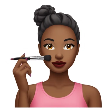 girl doing her make up with lipstic  sticker