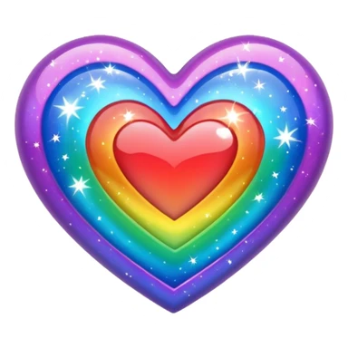 Rainbow- colored heart with sparkles  sticker