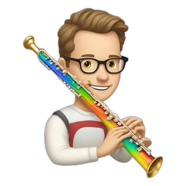 Jonathan Toews wearing glasses as a rainbow musical flute instrument in a symphony with pastel roses sticker