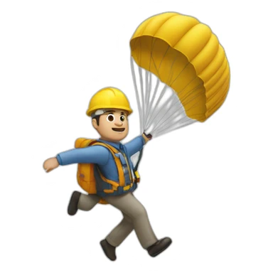architect is flying with a parachute sticker