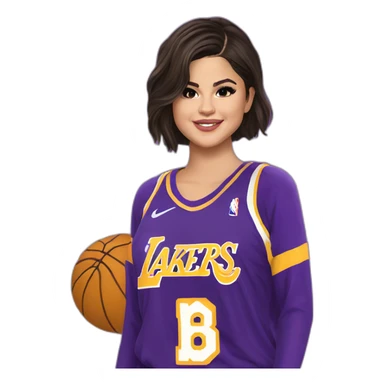 selena gomez with lakers jersey sticker