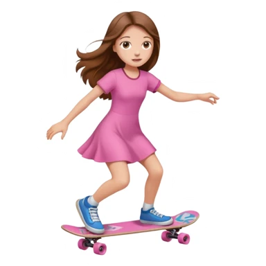 Dinosaur on a skateboard pink dress for girls in  sticker
