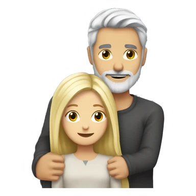 Dark Gray haired bearded guy with blonde girl hugging sticker