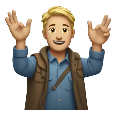 Man with arms raised in celebration  sticker