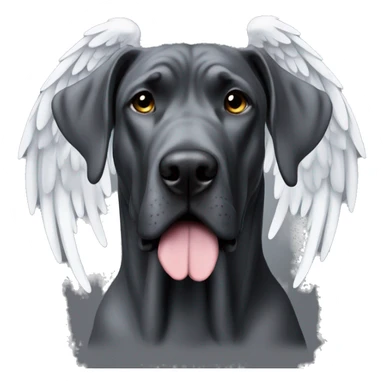 dark grey great dane with angel wings sticker