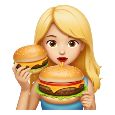 girl eating big cheesburger sticker