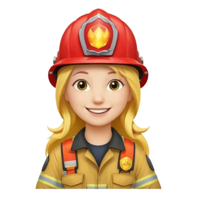 girl fireman with long yellow hair sticker