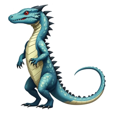 a dark gothic edgy reptilian croconaw-salandit-vernid-sergal-creature with splash patterns full body sticker