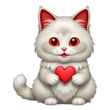 Full body ragdoll Cat holding a heart and mouth open sticker