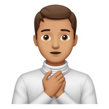 hands crossed holding throat man sticker