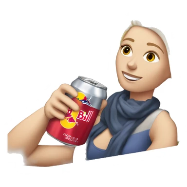 White girl in a Chevy Malibu drinking a Red Bull sticker