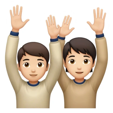 two aisian students raising hand boy and girl sticker