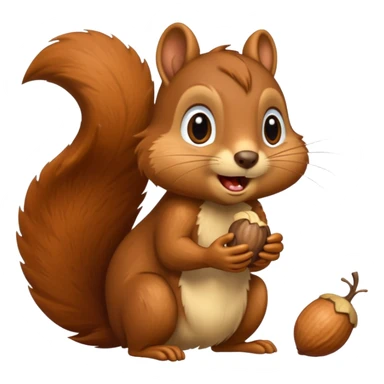 Long toothed squirrel swallows acorn, panicked sticker