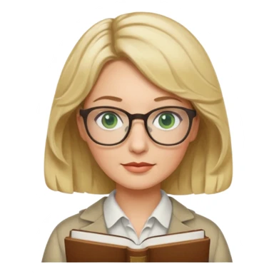 librarian teacher with short wavy blonde hair with a middle part and green eyes sticker