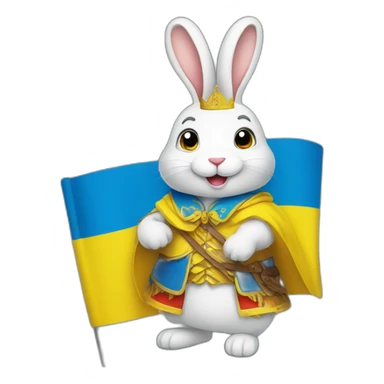 smiling rabbit dressed in a costume  Ukrainian flag sticker