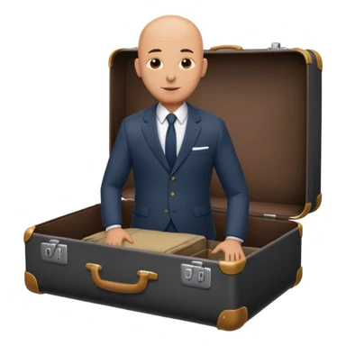 bald man in siutcase emoji sticker