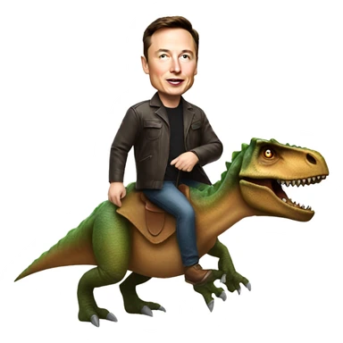 Make a elon musk riding on a dinosaur sticker