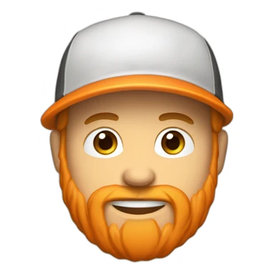 hooded white dude with a beard with an orange baseball hat smiling sticker
